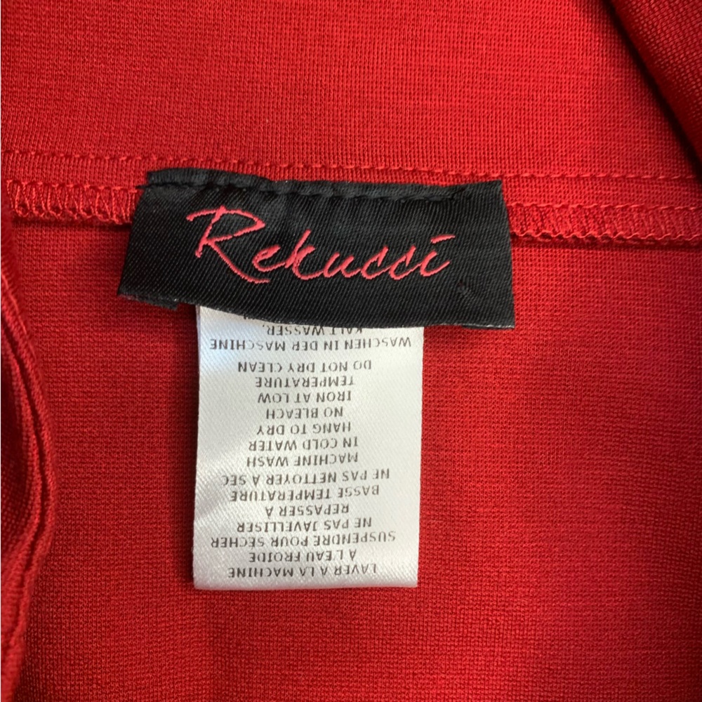 NWT Rekucci SzSm red A Line wide waist band rayon blend skirt - Picture 4 of 11